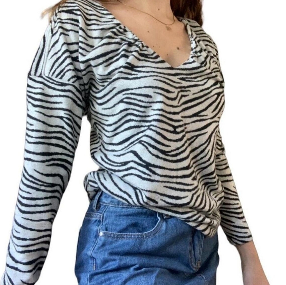 Maeve Anthropologie Zebra Animal Print Sweater In Small